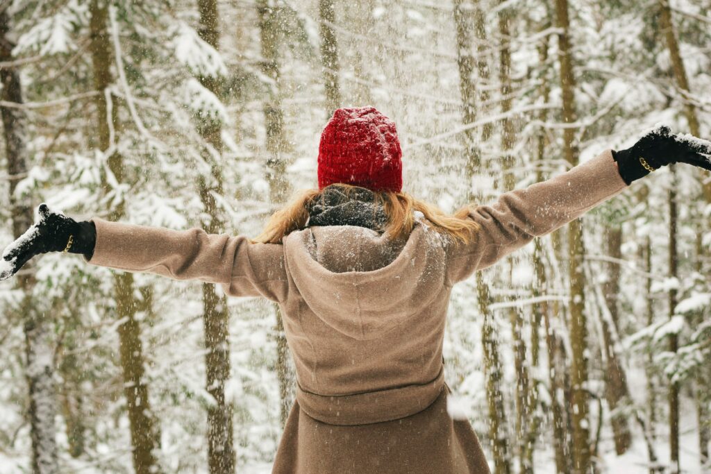 girl standing in snow