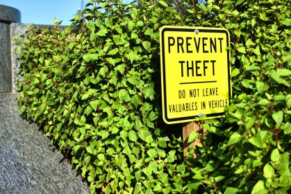 Prevent,Theft,Sign,Warning,Motorists,About,Vehicle,Valuables