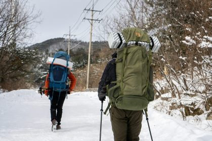 hiking in the snow